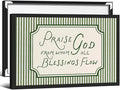 Christian Bible Verse Scripture Poster Praise God From Whom All Blessings Flow Wall Art 24x36 inch Black Framed Green Striped Religious Canvas Prints for Church Home Prayer Room Wall Decor