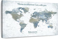 ElephantStock - Home With You II Push Pin World Map Wall Art - Horizontal Canvas Wall Art - Living Room Wall Decor - Digital Art Map Canvas Art - Blue And Gray Decor - 36" x 24"