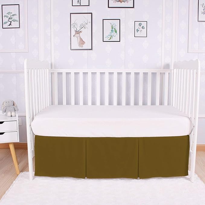 Box Pleated Crib Bed Skirt Premium 100% Cotton 800 Thread Count Nursery Crib Toddler Bedding Crib Bedskirt for Baby Boys or Baby Girls, (28" x 52") + 16" Drop Lenght - Taupe Solid
