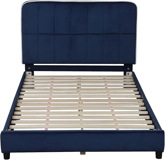 Toddler Beds,Upholstered Twin Bed Frames for Kids,Kids Bed with Adjustable Height Headboard,Girl Twin Bed Frame for Fits Standard Mattress(75" Wx39 D)(Blue)