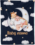 Custom Safari Animals Blanket Gift, Personalized Baby Blanket with Name, Soft Plush Flannel/Sherpa Fleece Throw Blankets for Toddler Kid Teen Boys Girls Color15