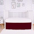 Box Pleated Crib Bed Skirt Premium 100% Cotton 800 Thread Count Nursery Crib Toddler Bedding Crib Bedskirt for Baby Boys or Baby Girls, (28" x 52") + 16" Drop Lenght - Burgundy Solid