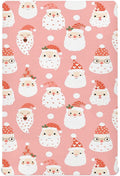 Santa Pink Christmas Crib Sheets Soft Breathable Fitted Baby Crib Sheets Mattress Cover for Girl Boys, 52" x 28" x 9"