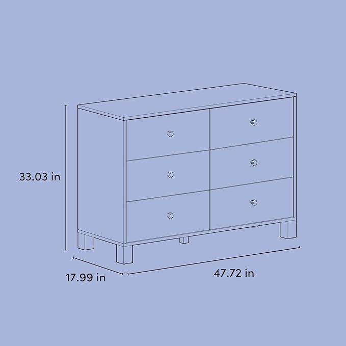Storkcraft California 6 Drawer Double Dresser (Driftwood) – GREENGUARD Gold Certified, Spacious Storage Organizer for Kids’ Room, Safety Interlocking Drawer System