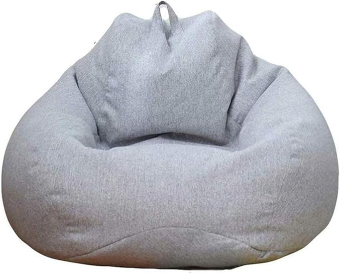Stuffed Animal Storage Bean Bag Cover (No Filler) Extra Soft Beanbag Seat Chair Covers-Cotton Linen Memory Foam Beanbag Replacement Cover for Adults Children without Filling