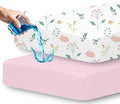 Little Grape Land Waterproof Crib Sheets for Boys Girls, Soft and Breathable Waterproof Baby Crib Sheets 52"x28", Crib Mattress Sheets Neutral for Standard Crib and Toddler Bed Mattress (Bunny)
