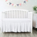 100% Egyptian Cotton, Nursery Crib Toddler (28" x 52" + 14") 800 Thread Count Crib Skirt Dust Ruffle, Bedding Skirts for Baby Boys or Girls, 14" Drop, White Solid