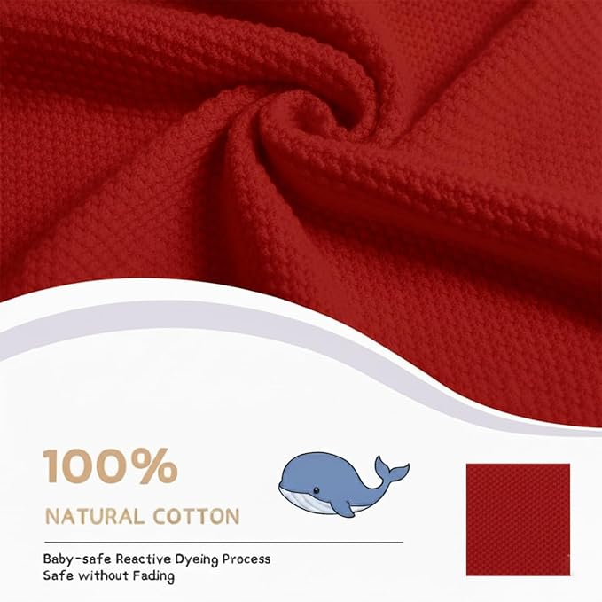 Baby Knit Blanket Soft Cotton Lightweight Newborn Blanket for Crib Stroller Toddler Nursery Shower Gift Cozy Breathable Travel Swaddle Wrap Red 30 x 40 Inches