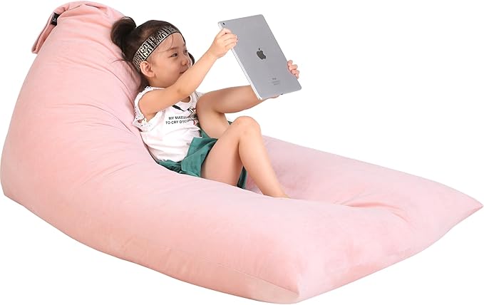 Jorbest Stuffed Animal Storage Bean Bag Chair for Kids and Adults, Luxury Velvet Stuffed Animal Bean Bag Storage, Cover Only(Sweet Pink 200 L/52 Gal)