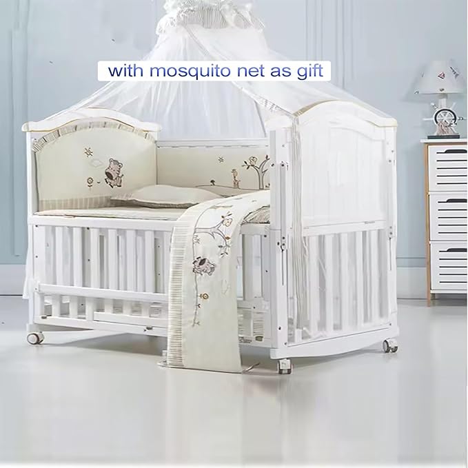 Portable Mini Baby Crib 4 in 1 with Memory Foam Mattress(38"by24") Included, Cunas para Bebes 2025 Convertible Crib 6 in1 with Foldable Storage Baby Playpen Bassinet Bedside Sleeper Bed(White)