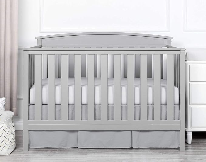 Box Pleated Crib Bed Skirt Premium 100% Cotton 800 Thread Count Nursery Crib Toddler Bedding Crib Bedskirt for Baby Boys or Baby Girls, (28" x 52") + 14" Drop Lenght - Silver Solid