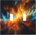 Decorative Light Switch Cover Plate Cosmic Outer Space Nebula Explosion 2 Gang Switch Plate Covers Double Toggle Wall Plates Electrical Faceplate for Bathroom Home Decor