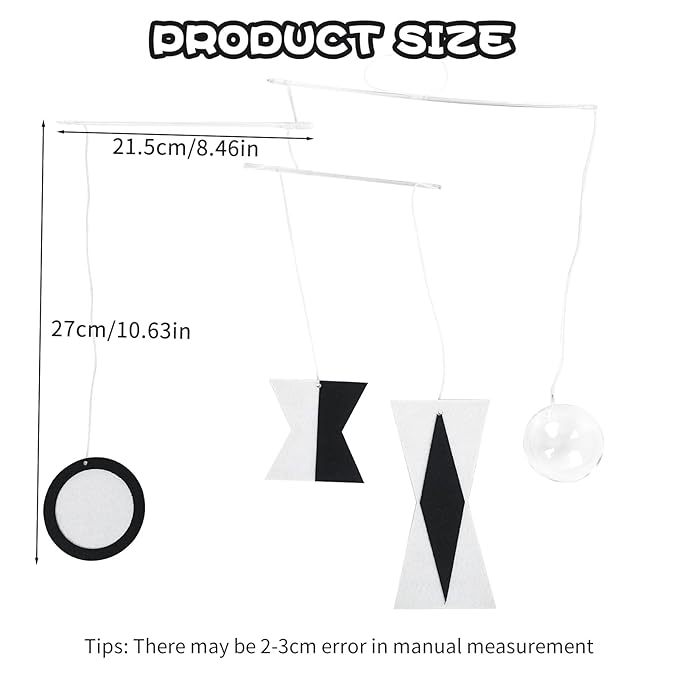 Montessori Munari Mobile Visual Mobiles Black White Felt Handmade Shape and Color Recognition