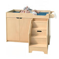 Wooden Baby Changing Table with Stairs & Storage, 100% Birch Plywood Toddler Diaper Changing Station with Tissue Holder, Montessori Furniture for Daycare, Nursery, Home, School