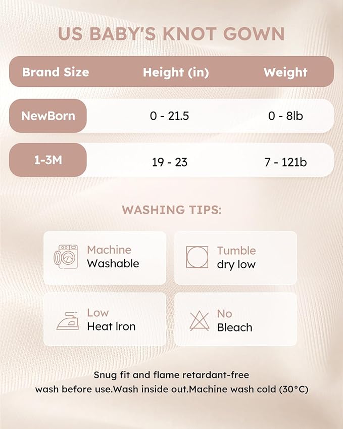 Yoofoss Baby Knotted Gowns 0-3 Months, Newborn Sleepers Hospital Coming Home Outfit for Photograph, Soft Breathable Comfort