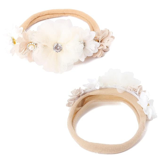 Baby Girl Headbands Nylon Flower Elastic Hairbands 3pcs Hair Accessories Gift for Newborn Infant Toddlers