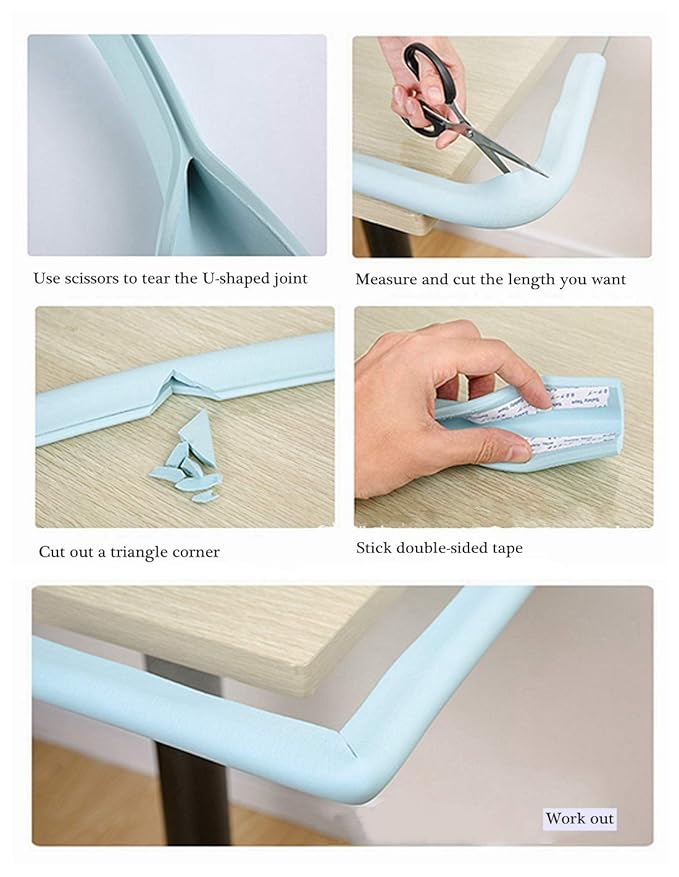 M2cbridge U Shape Extra Thick Furniture Table Edge Protectors Foam Baby Safety Bumper Guard 6.5 Ft (Grey (6.5ft x 2))