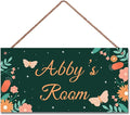 Personalized Cute Butterfly Sign Cartoon Flowers Wall Hanging Plaque Sign For Girls Room Door Décor For Nursery Boys Bedroom Home Art Decor For Kids Room