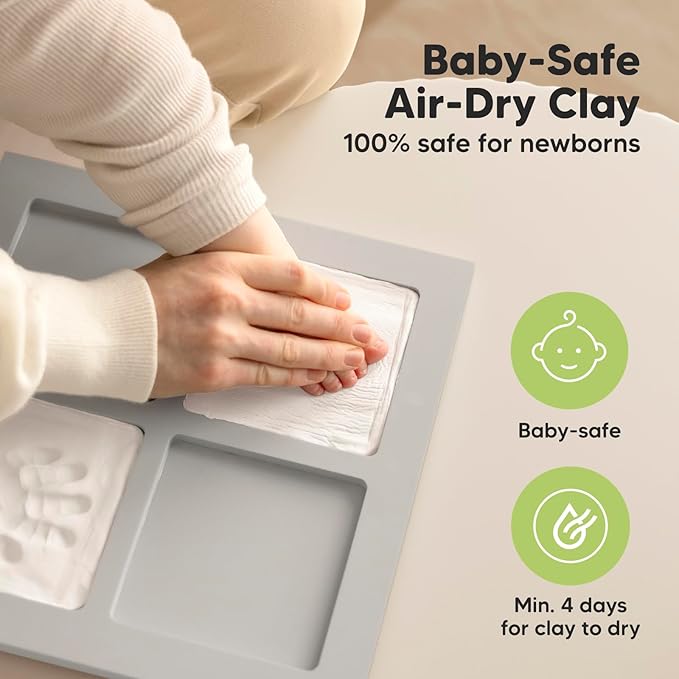 KeaBabies Baby Hand and Footprint Kit - Baby Footprint Kit, Clay Handprint Keepsake Frame, Nursery Picture Frame For Newborns, Personalized New Mom Gifts for Showers & Registry (Cloud Gray)
