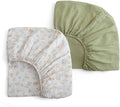 Muslin Crib Sheets - Fitted Crib Mattress Sheets for Boys and Girl - 28"x 52", 2 Pack (Rabbit, Green)