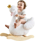 labebe Kids Rocking Horse White Swan, Stuffed Animal Wooden Rocker for Children 6 Months Boys and Girls/Nursery Christmas, Birthday Gift (Rocking Swan)