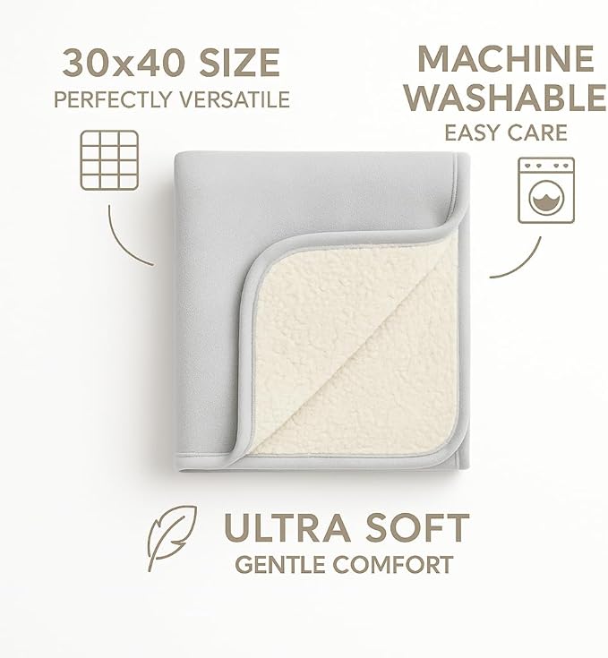 Ultra Plush 30x40 Super Soft Sherpa Baby Blanket, Durable, Machine Washable, Gentle on Baby's Skin - Ideal Baby Blankets for Boys & Girls, (Dove Gray)