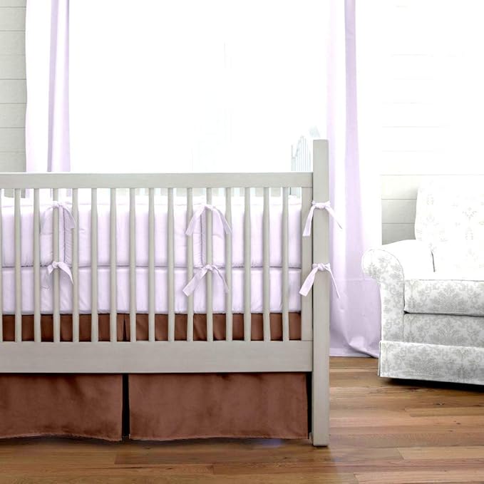 Cottington Lane Crib Bed Skirt Pleated Crib Skirt Dust Ruffle, 100% Natural Cotton, Nursery Crib Toddler Bedding Skirts for Baby Boys or Girls, 14" Soft Crib Dust Ruffle Drop Crib Skirt-Taupe