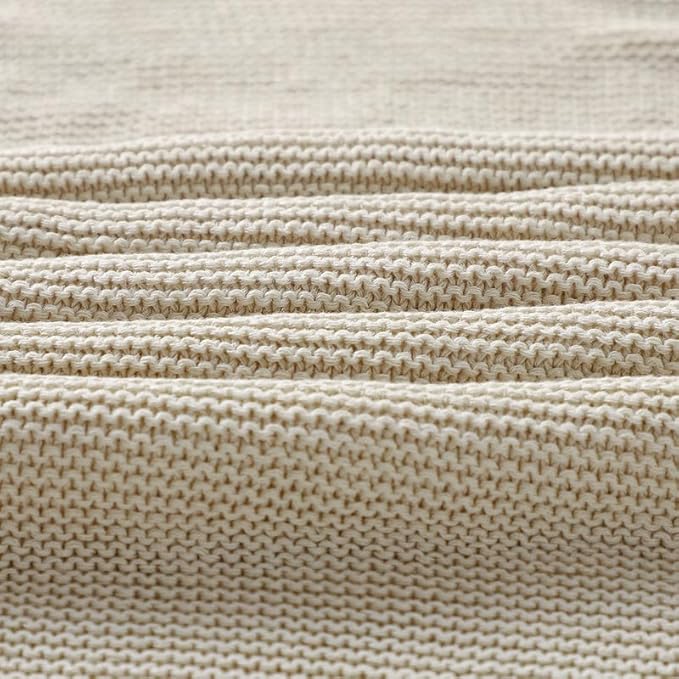 Neiwech Baby Blanket Boy Girl Cotton Knitted Soft Swaddling Receiving Baby Blankets for Newborn Toddler Crib Stroller A-Beige 30 x 40 Inch