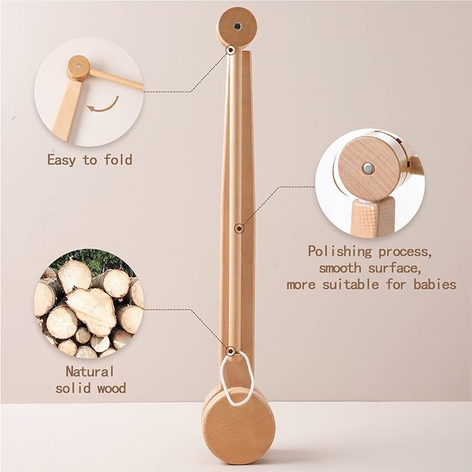 Baby Crib Mobile Arm,HBM 19-37 inches Wooden Mobile Arm for Crib Mobile Hanger for Crib Baby Girl Nursery Decor