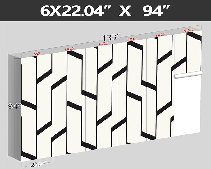 XMPMBM-Black Textured backsplash Large Decorative Geometrical Wallpaper Bedroom Bathroom Wall Mural- W 132" X H 92"（93 Square Foot）