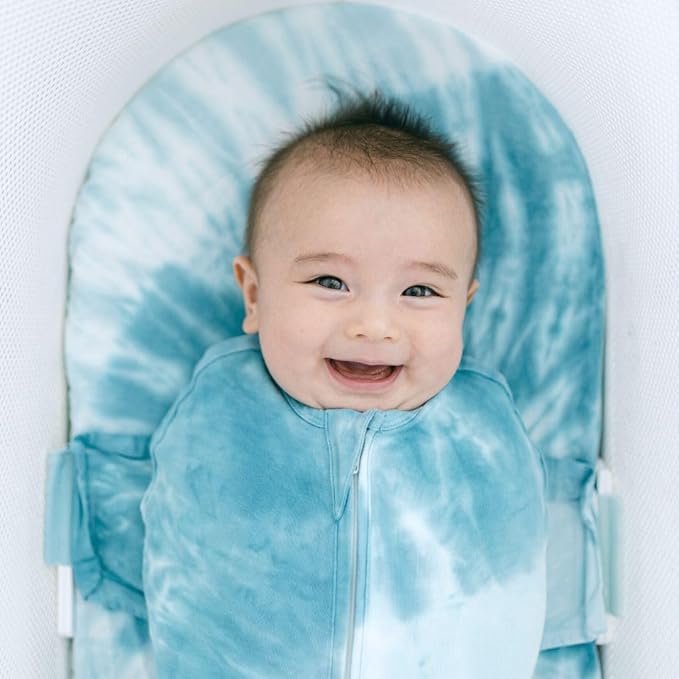 Happiest Baby SNOO Bassinet Fitted Sheet - 100% Organic Cotton Nursery Bedding - Fits SNOO Sleeper Crib Mattress (Tie Dye Blue)