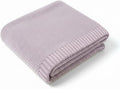Baby Knit Blanket Soft Cotton Lightweight Newborn Blanket for Crib Stroller Toddler Nursery Shower Gift Cozy Breathable Travel Swaddle Wrap Lilac 30 x 40 Inches