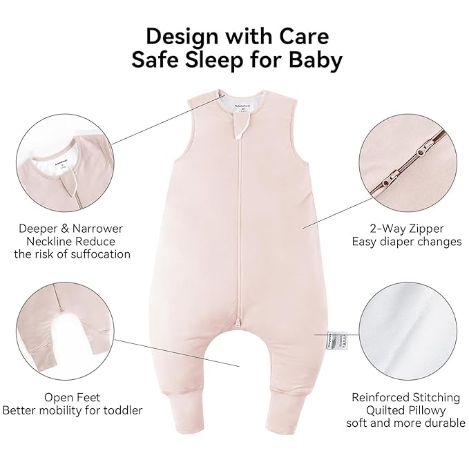 BubblePanda Rayon Made From Bamboo Toddler Sleep Sack with Feet 12-24 Months 2.5 Tog Winter Ultra Soft Warm Baby Sleep Bag Walker 1t-2t Quilted Thick Wearable Blanket with Legs 2-Way Zipper