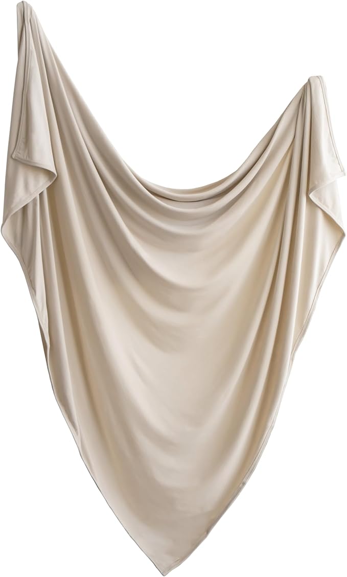 mushie Stretchy Baby Swaddle Blanket | Extra Soft & Snug Fit | 47"x47" (Fog)