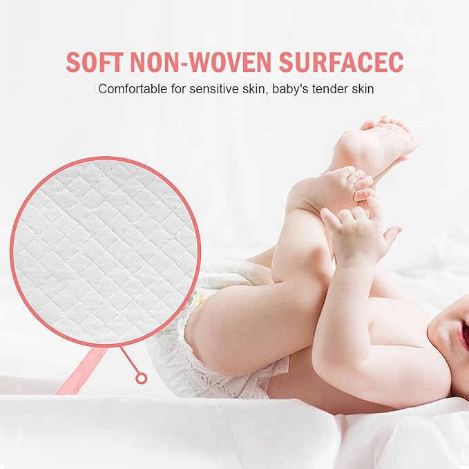 Rocinha Disposable Changing Pads for Baby 100 Pack Waterproof Diaper Changing Pad Cover Breathable Underpads Bed Table Protector Mat Baby Changing Pad Liner, 17 Inches x 13 Inches