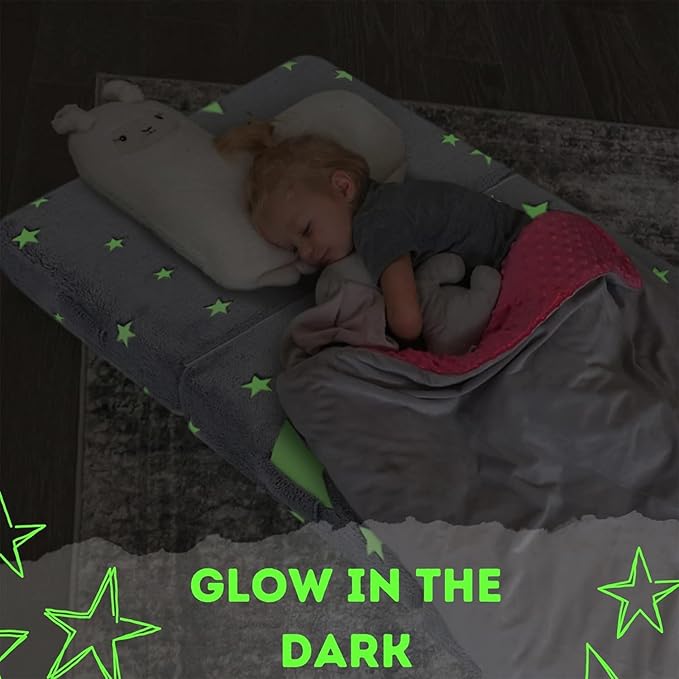 MeMoreCool Foldable Floor Mattress for Kids, Toddler Floor Nap Mat for Sleeping Daycare, Small Child Foldable Mattress Floor Bed, Trifold Futon Portable Tri Folding Mattress, Glow 75x25 Inch