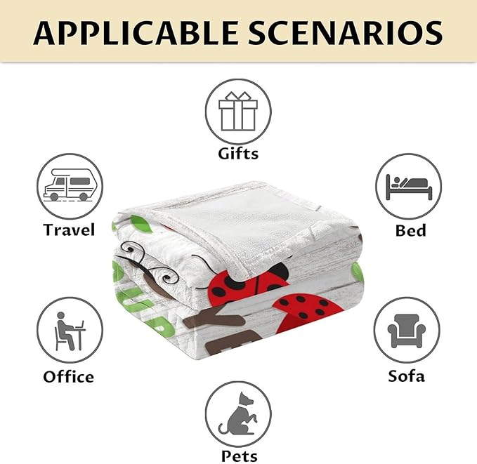 Personalized Ladybug Throw Blanket - Cute Girls Gifts for Lady Bug Lovers - 40 x 50 Inches Cute Flannel Throw Blanket Stuff for Couch, Sofa