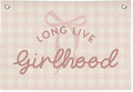Pink Cute Room Decor Long Live Girlhood Banner, Coquette Bow Girls Room Decor for Nursery Playroom Wall Hanging Linen Flag,Baby Girls Bedroom Decorations,Baby Showers Newborn Gift 30x20 girlroom