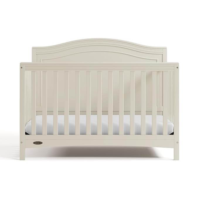 Graco Paris 4-in-1 Convertible Crib - GREENGUARD Gold Certified, Converts to Toddler Bed, Daybed and Full Bed, Fits Standard Crib Mattress, Adjustable Mattress Base, Frosted Oat