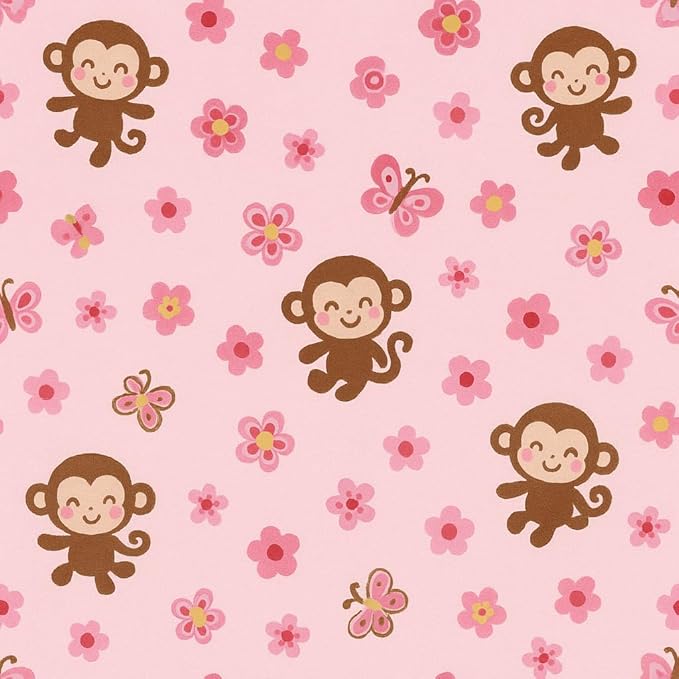 Kids Throw Blanket – Soft Cotton Toddler Blanket with Floral Monkey & Butterfly Pattern, Lightweight Breathable Bed Throw with Stitched Edges, 40 x 60 in (101.6 x 152.4 cm)