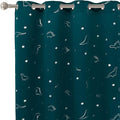 LORDTEX Dinosaur and Star Foil Print Blackout Curtains for Kids Room - Thermal Insulated Curtains Noise Reducing Window Drapes for Boys and Girls Bedroom, 52 x 63 Inch, Sapphire, Set of 2 Panels