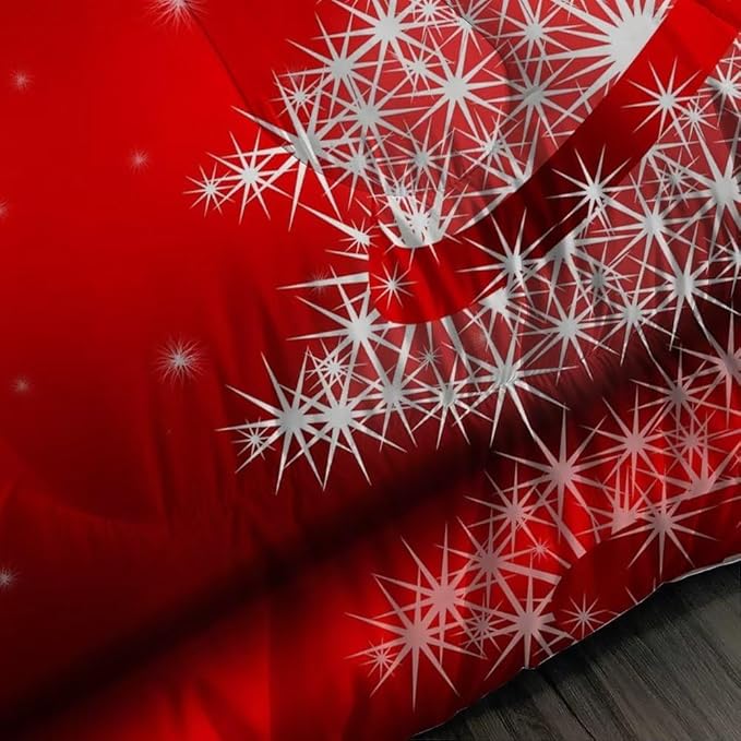 kxry Merry Christmas Comforter Set Santa Claus Deer Christmas Tree Galaxy Red Bedding Quilt Queen Size for Girls Boys Kids 1 Comforter + 2 Pillow Cases