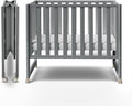 MAMAZING EvoNook 6-in-1 Convertible Mini Crib, 100% New Zealand Pinewood, 4 Adjustable Mattress Heights, Grey
