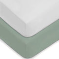American Baby Company 2 Pack Fitted Crib Sheets 28" x 52", 100% Polyester Ultra Soft Microfiber, White/Green, for Boys and Girls, Fits Crib and Toddler Bed Mattresses