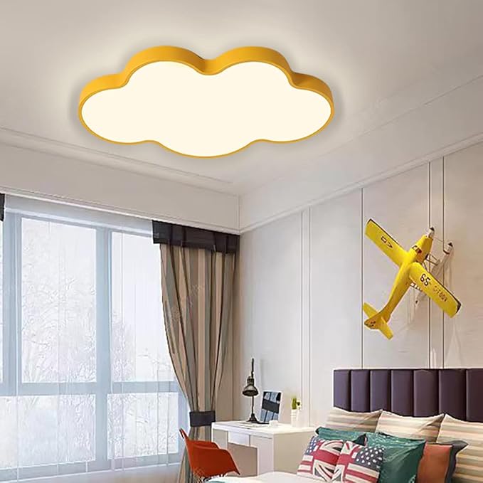 LED Ceiling Light Fixture,27 Inch Modern Cloud Shape Recessed Ceiling Lights, Dimmable Light,Yellow 43W Close to Ceiling Lighting Flush Mount Living Room Bedroom,3000K-6000K