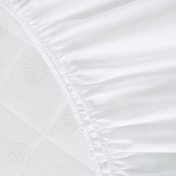 Crib Bed Skirt 28” x 52” with 14” Drop Pleated Dust Ruffle for Baby Boys Girls Elastic Adjustable Fit Toddler Bedskirt Easy On/Off Soft Nursery Standard Crib Bedding Skirts Solid White Crib Skirt