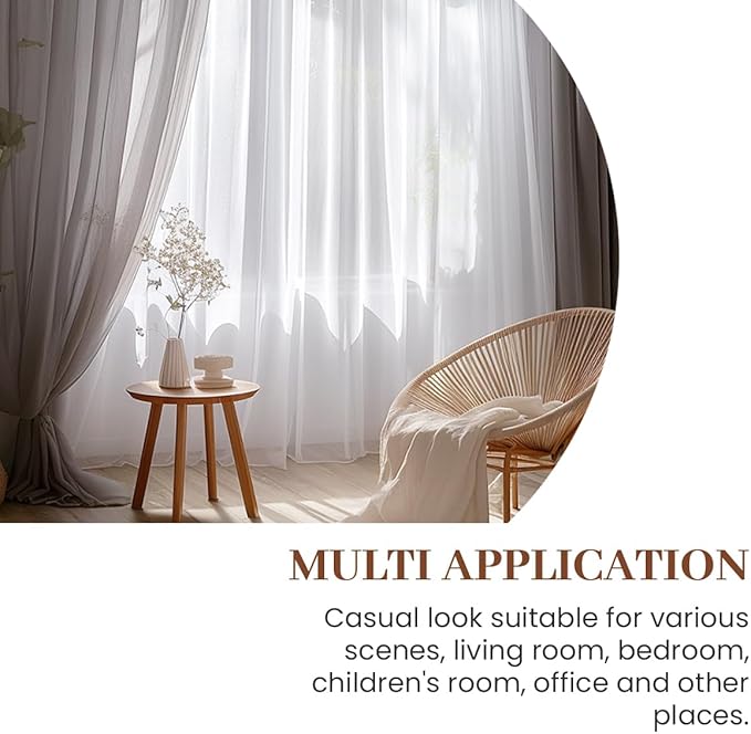 Dreaming Casa Grey Sheer Curtains 102 Inches Long, Rod Pocket & Back Tab Light Filtering Textured Sheers for Living Room Bedroom, 2 Panels, Each 100" W x 102" L