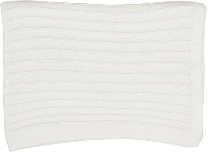 Baby Knit Blanket, 100% Cotton Ribble Patterns, Soft, Cozy, Lightweight Swaddle for Newborn & Infant Swaddling Beige Neutral, Perfect Baby Shower Ideas White 28x36