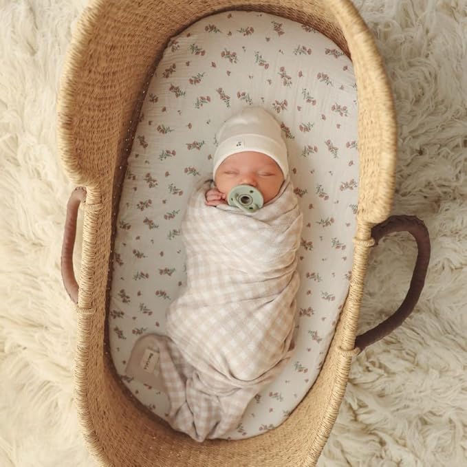 Plaid Swaddle Blanket for Baby Girls - 100% Soft Fine Knit Cotton Quilt Blanket - Use as Receiving Swaddling Stroller Nursery Bed Shower Baby Gift Registry for Newborns & Toddlers (Plaid - Pink)