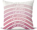 QIYUHOY Boho Rainbow Classroom Throw Pillow Covers, Book Center Calming Corner Playroom Decor Pillow Case, Pink Pillow Cover, I Am Kind Smart Brave Confidence 24x24 Inch Pillowcase(Pink)